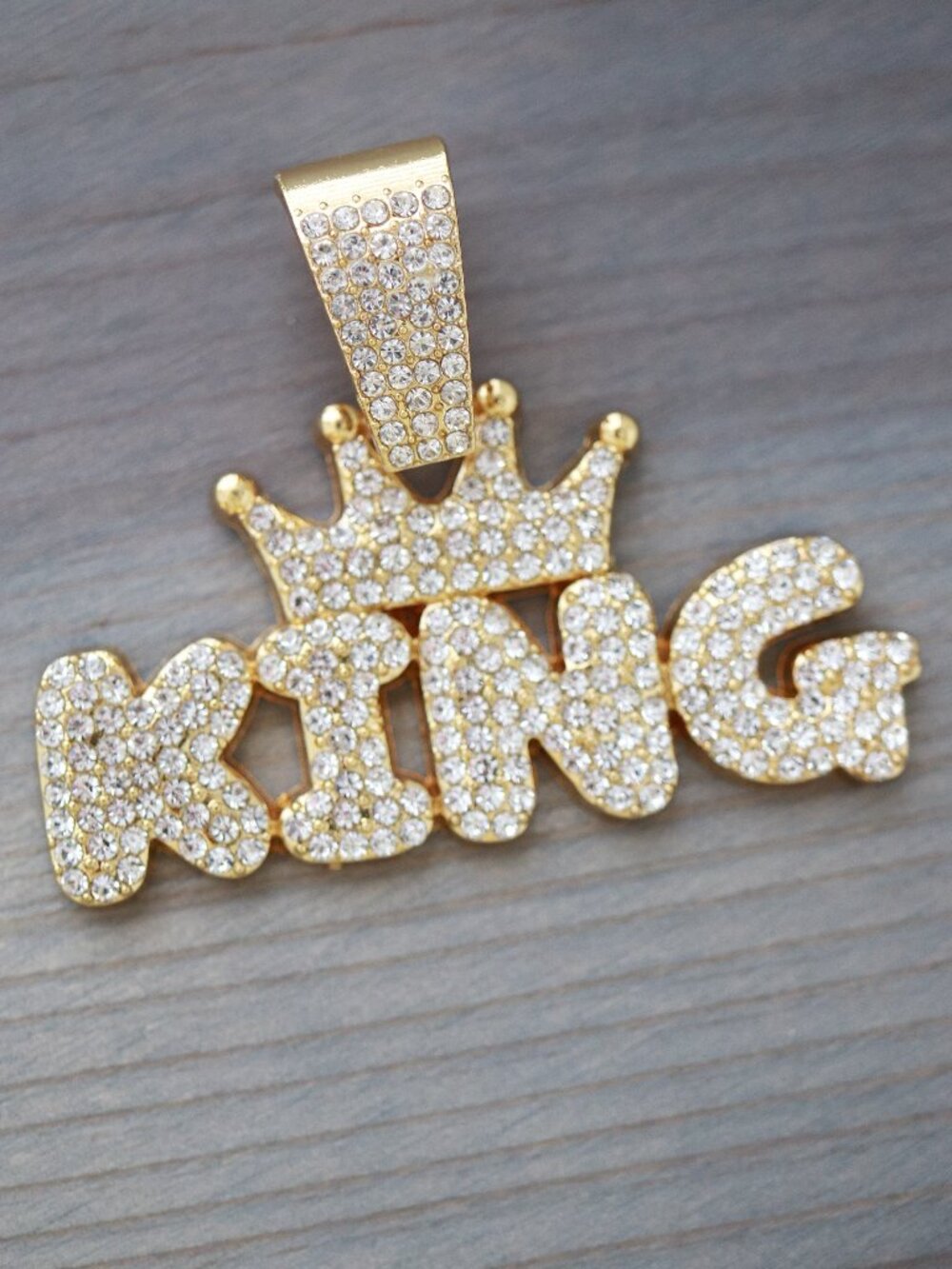 King Ice Style with Rhinestones Pendant 18k Gold Plated
